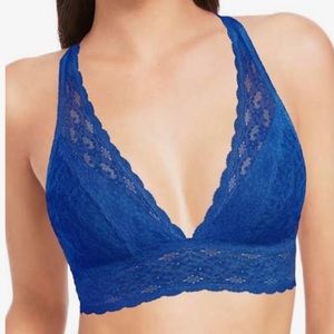 Blue unlined lace bralette